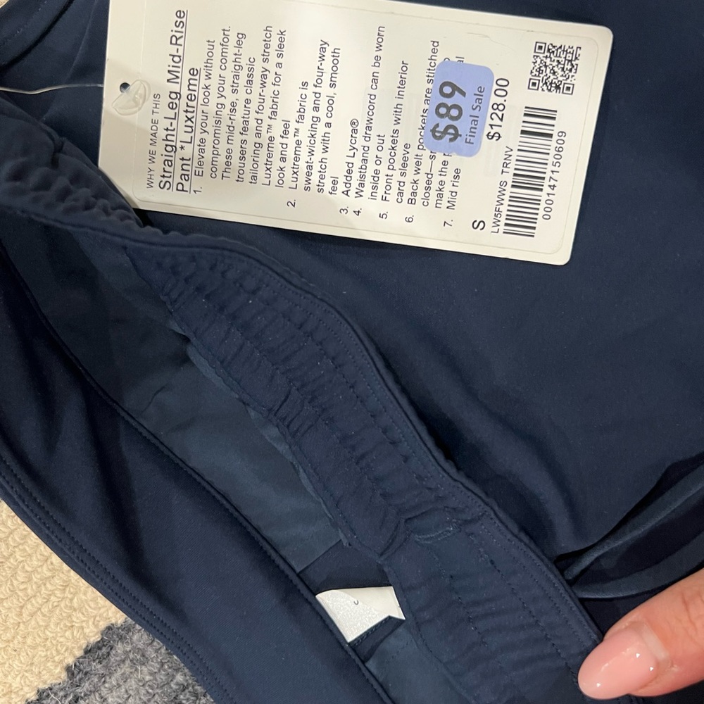 Women’s straight leg mid rise Navy Pants - Picture 2 of 4